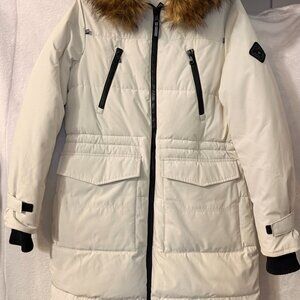 Nearly new Faux Fur Lined Winter Coat-mid thigh length